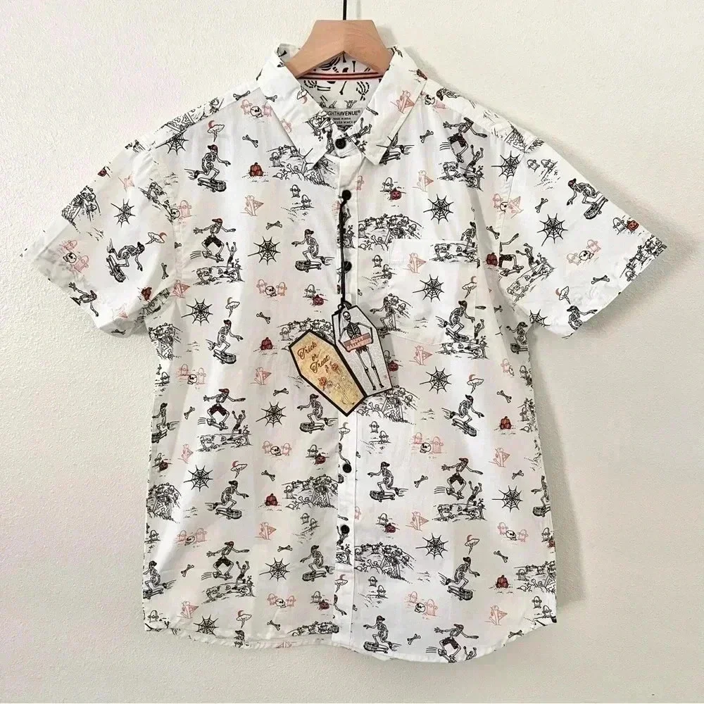 NWT Eighth Avenue Skeleton Button Up Shirt